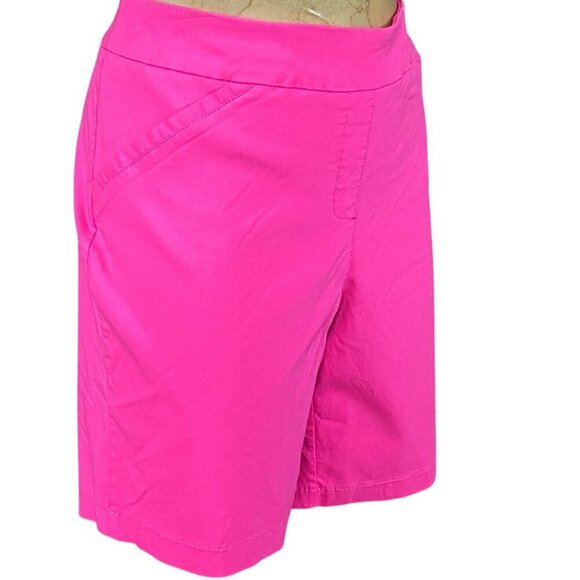 Coral Bay Pink Rayon Blend Stretch Shorts Women Sz 16 Inseam 8.5" #27T - Picture 6 of 11